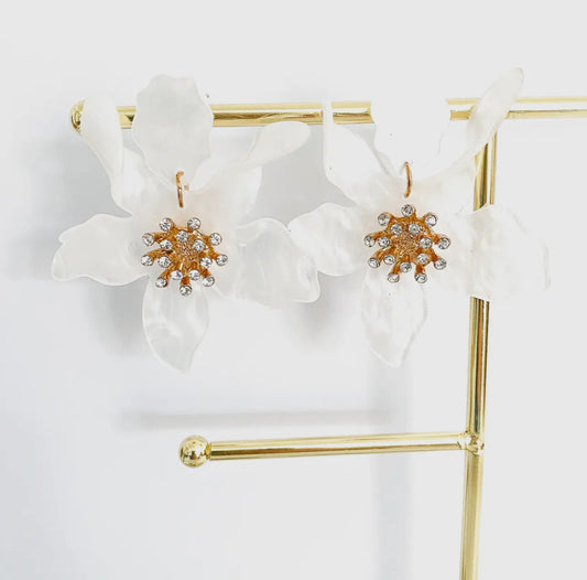 White flower earrings!