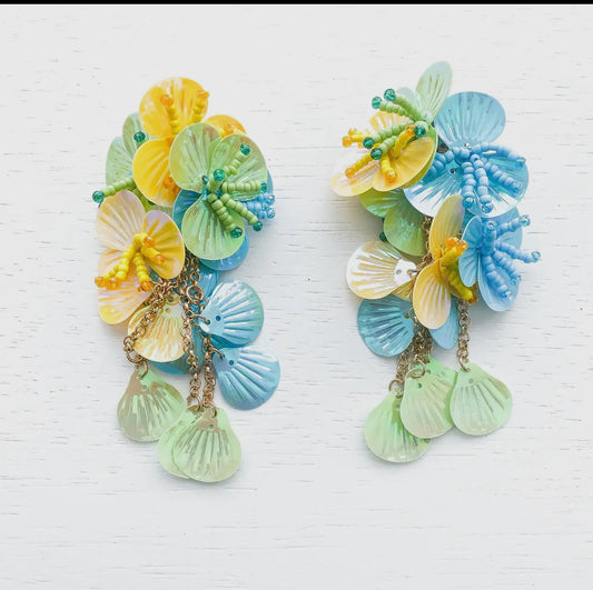 Flower Shell Drop Earrings